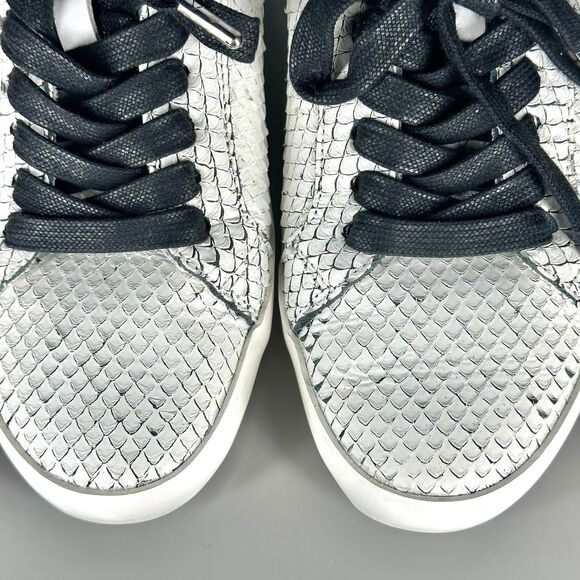 ZADIG & VOLTAIRE Neo Keith Snakeskin Embossed Leather Sneakers White Size 37 - Picture 4 of 16